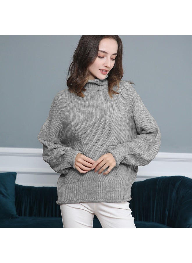 NIBEMINENT Autumn/Winter  Turtleneck Sweater Women's High Neck Knit Pullover Soft Comfortable Top Loose Jumper - Image 1