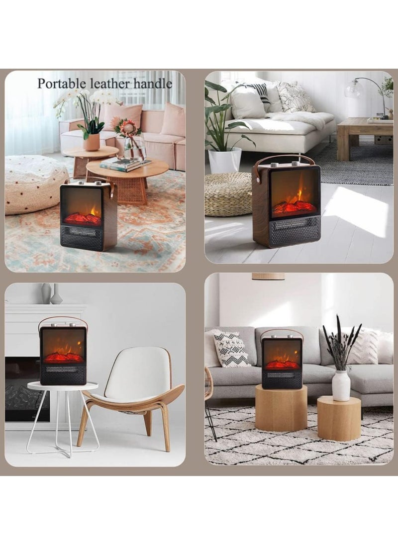 Generic Freestanding Heating Fireplace with Realistic 3D Flame Effect Electric Tabletop Fireplace with Handle Overheating Protection 1800 W 1000 W  - Image 2