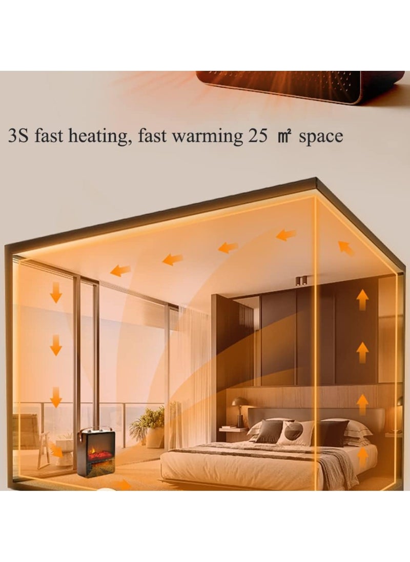 Generic Freestanding Heating Fireplace with Realistic 3D Flame Effect Electric Tabletop Fireplace with Handle Overheating Protection 1800 W 1000 W  - Image 3