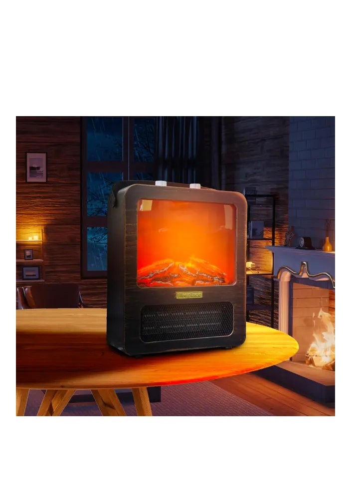Generic Freestanding Heating Fireplace with Realistic 3D Flame Effect Electric Tabletop Fireplace with Handle Overheating Protection 1800 W 1000 W  - Image 4
