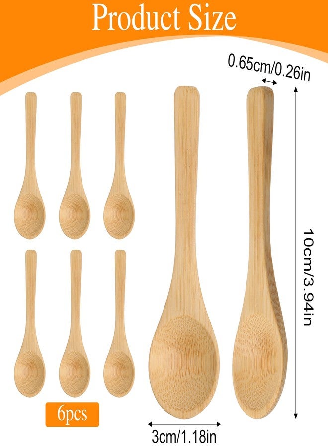 Nogeqi 6PCS Small Wooden Spoons, 3.94 Inch Mini Wood Salt Spoon, Wooden Honey Spoon Teaspoon for Coffee Tea Spices Jars Sugar Seasoning Kitchen Supplies - Image 2