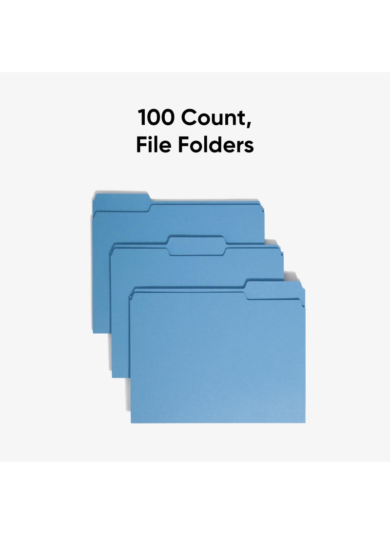 Smead Smead Blue File Folders for Documents, with 1/3-Cut Tabs, Letter Size, Blue, 100 Pack for Easy Organization and Office Use (12043)  - Image 3