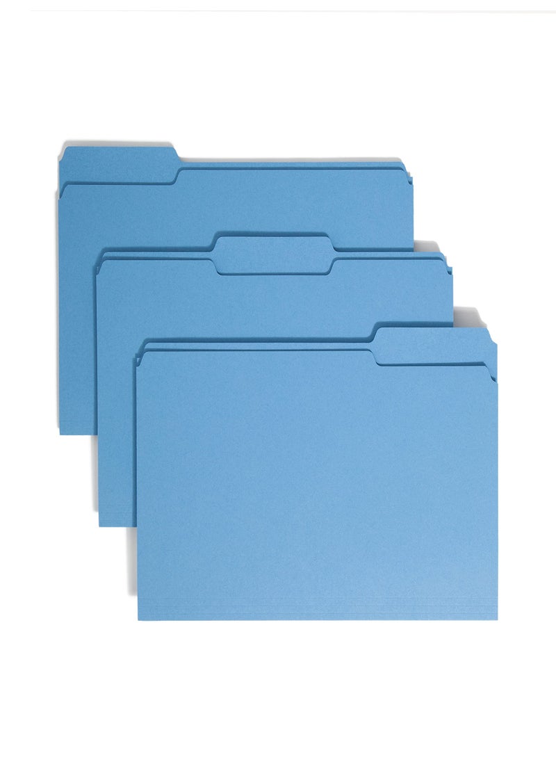 Smead Smead Blue File Folders for Documents, with 1/3-Cut Tabs, Letter Size, Blue, 100 Pack for Easy Organization and Office Use (12043)  - Image 1