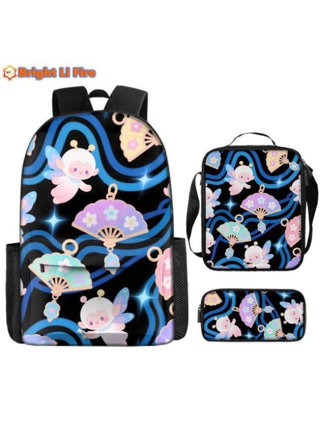 Bright Li Fire popular new cute cartoon print, three-piece practical bag combination (students, children, friends outings, mountain climbing, etc. can be used) - 82 - Image 1