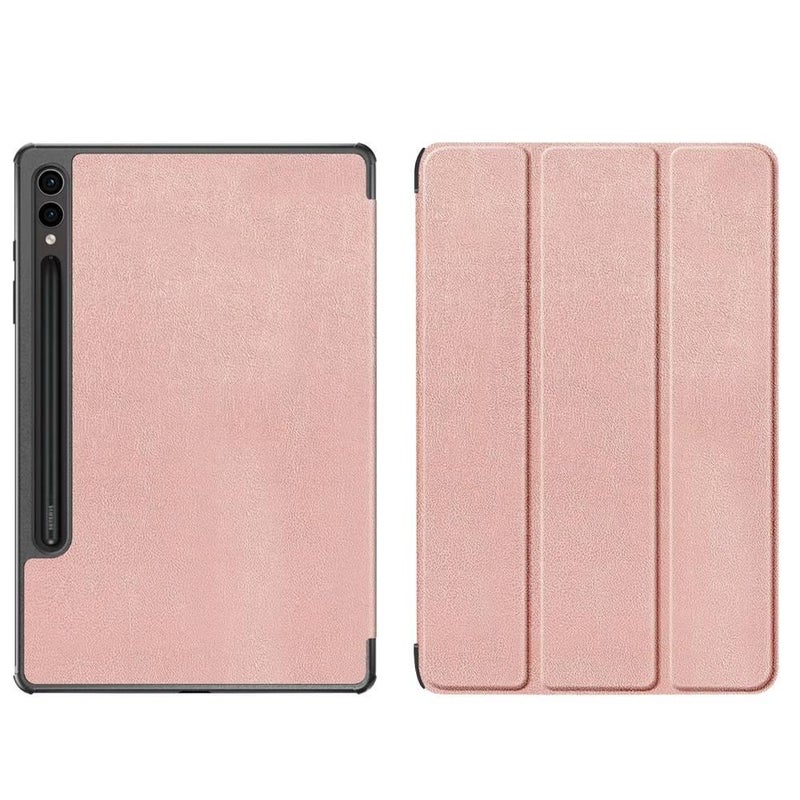 Folio Tablet Case for Samsung Galaxy Tab S9 FE Plus / Samsung Galaxy Tab S9 FE / Samsung Galaxy Tab S9 / Samsung Galaxy Tab A8 with Stand Cover and Pencil Storage in Rose Gold - Image 1