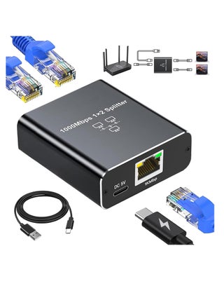 مقسم إيثرنت 1 إلى 2 – محول LAN جيجابت RJ45 مع كابل طاقة USB-C - pzsku/ZF10D0F9EEDA336C34624Z/45/1748333984/dbccb311-27b4-45b1-b187-825f73f3b642
