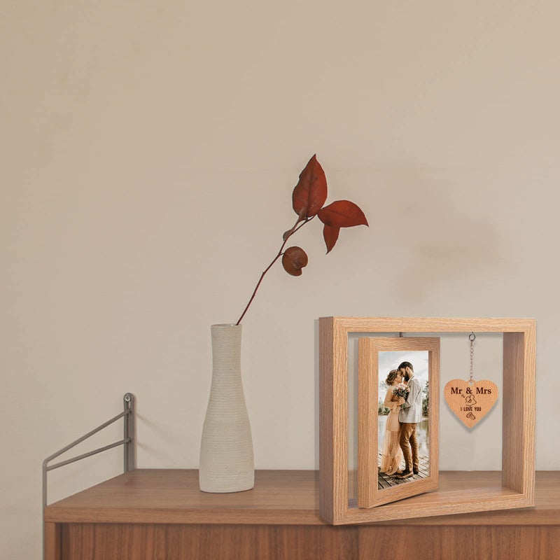 ishine Mr and Mrs Wedding Picture Frame  Rotating Floating WeddingCool Wedding Bride to Be Bridal Shower Gifts for Couples Unique 2023- Marriage Gifts for Couple - 4x6 Inches Photo Frame - Image 2