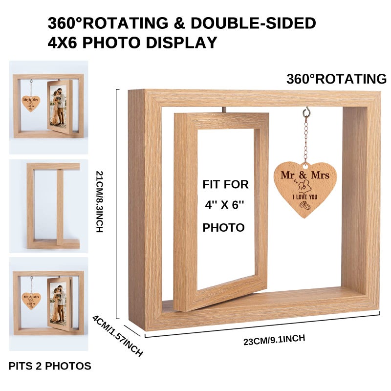 ishine Mr and Mrs Wedding Picture Frame  Rotating Floating WeddingCool Wedding Bride to Be Bridal Shower Gifts for Couples Unique 2023- Marriage Gifts for Couple - 4x6 Inches Photo Frame - Image 4