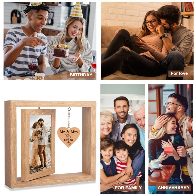 ishine Mr and Mrs Wedding Picture Frame  Rotating Floating WeddingCool Wedding Bride to Be Bridal Shower Gifts for Couples Unique 2023- Marriage Gifts for Couple - 4x6 Inches Photo Frame - Image 3