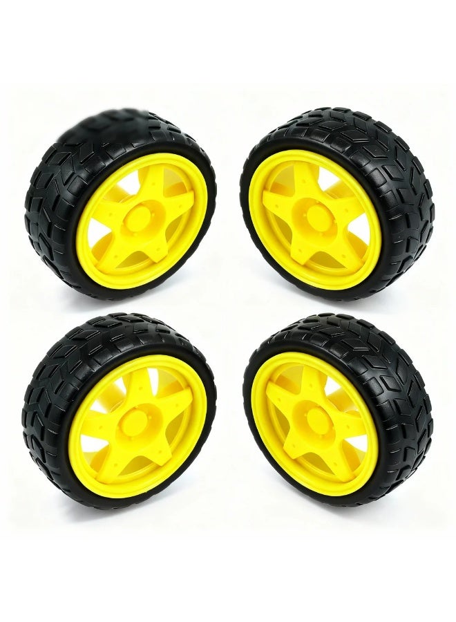 robotgcc Robot wheels 65MM 27MM DIY smart car accessories compatible with Arduino & ESP32 coding education anti-slip tires STEM family projects (2 Pack - Image 5