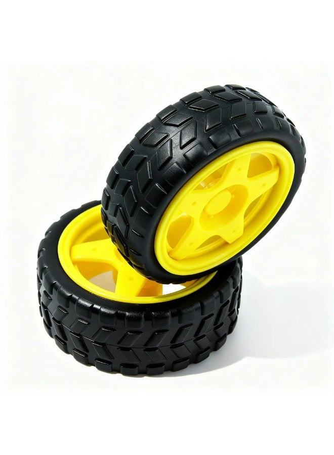 robotgcc Robot wheels 65MM 27MM DIY smart car accessories compatible with Arduino & ESP32 coding education anti-slip tires STEM family projects (2 Pack - Image 1