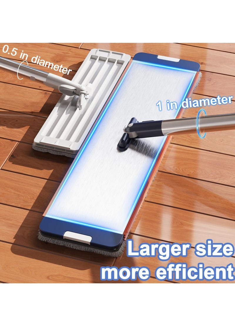 Large Mop and Bucket with Wringer Set for Home, Hands Free Flat Floor Mop and Bucket System with 4 Washable Microfiber Pads, Wet and Dry Use, Mops for Floor Cleaning, Two Bucket Mop System - Image 2