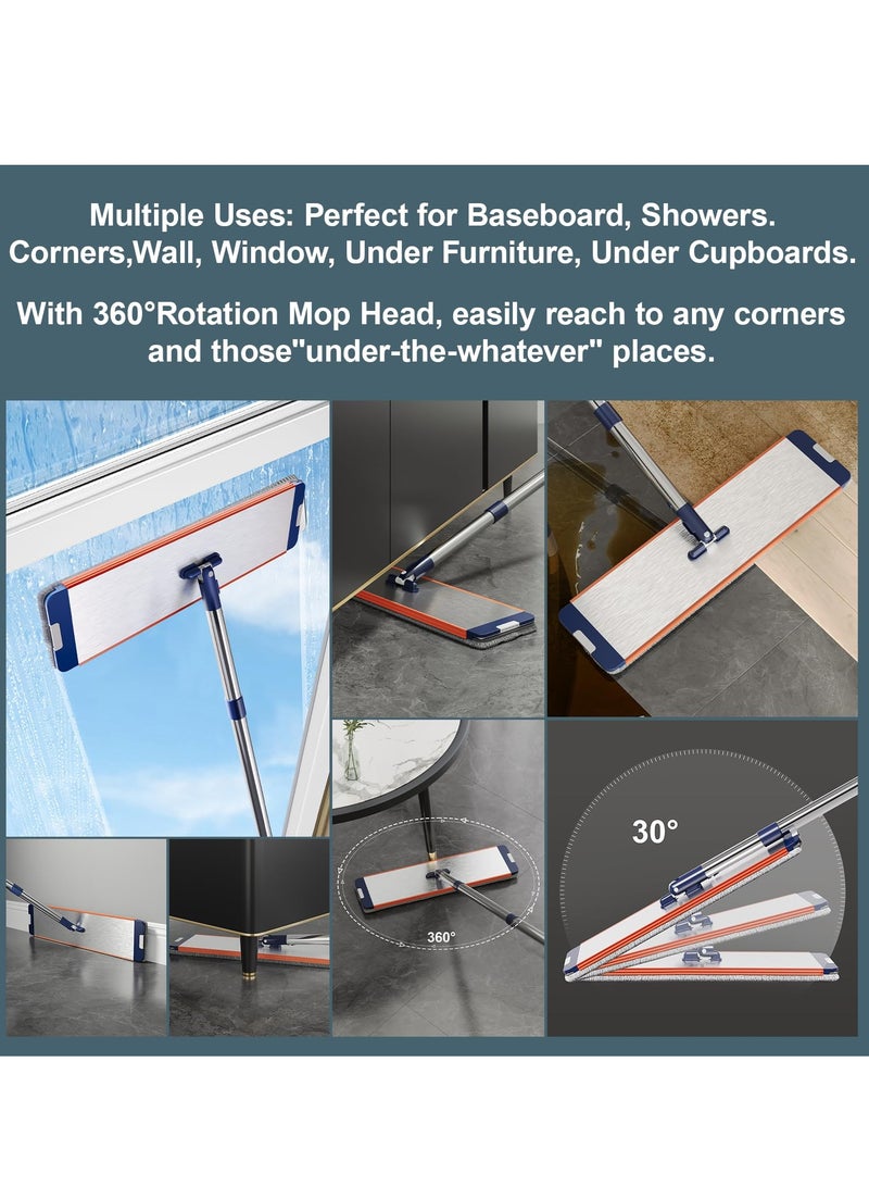 Large Mop and Bucket with Wringer Set for Home, Hands Free Flat Floor Mop and Bucket System with 4 Washable Microfiber Pads, Wet and Dry Use, Mops for Floor Cleaning, Two Bucket Mop System - Image 5