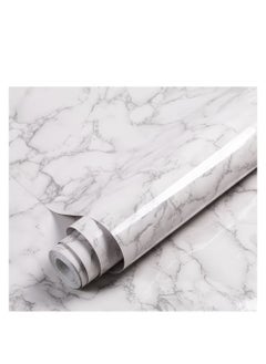 White Grey Marble Contact Paper, Peel and Stick Self-Adhesive Thick Wallpaper, Decorative Vinyl Waterproof, 300 x 40cm