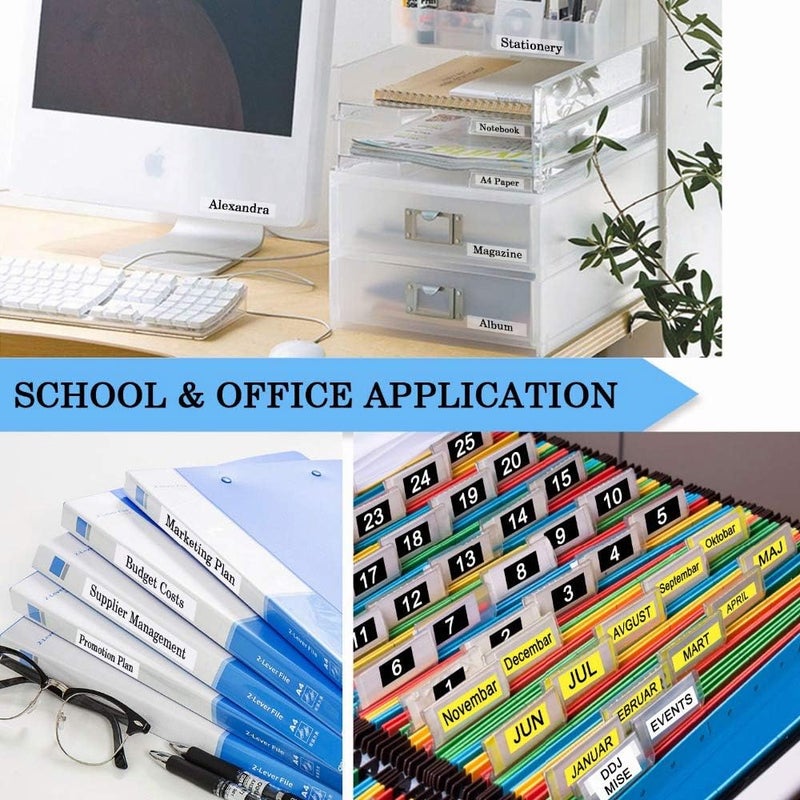 لايبل كينجدوم شريط ملصقات بديل متوافق مع عبوات Dymo Letratag الورقية/البلاستيكية 91330 91331 91332 91333 91334 91335 لـ Dymotag Puls Lt100H Lt100T، عرض 1/2 بوصة × طول 13 قدمًا، عبوة من 6 قطع - Image 5