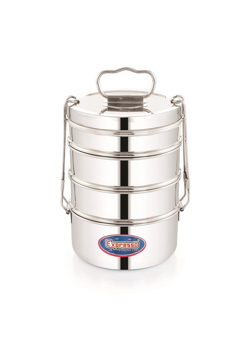 Expresso Expresso Stainless Steel Food Carrier 4 Tier 5 Inch Big Container Roller Lock Lunch Box w/Insulated Carry Bag, Silver  - Image 3