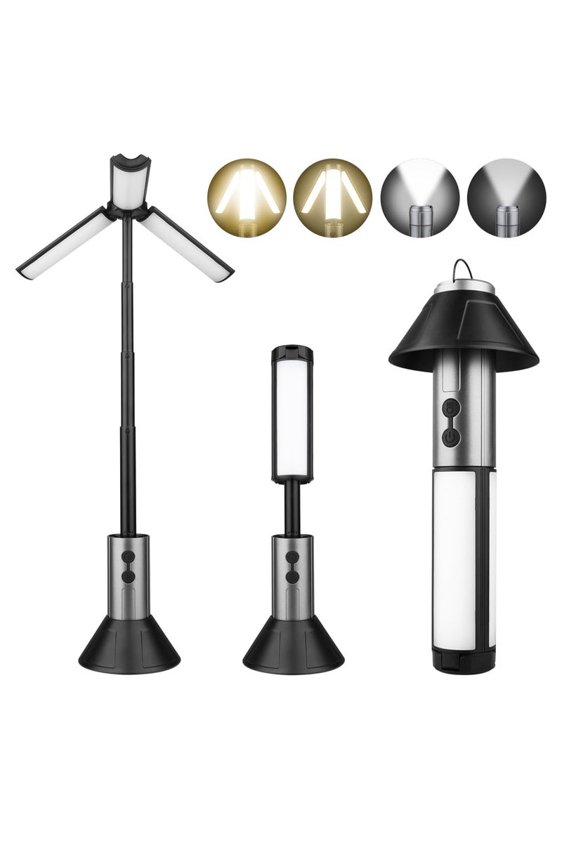 DIGI CORE Outdoor Rechargeable Light Multifunctional Telescopic Folding Stand Camping Light Super Bright Camping Light 54 LED Warm Yellow Light Weather Resistant High Capacity Multi Angle Adjustments Light Source White Laser Core+54*LED  Flashlight Mode High - Low - Strobe Camping Light Mode High - Low YD-2324 - Image 1