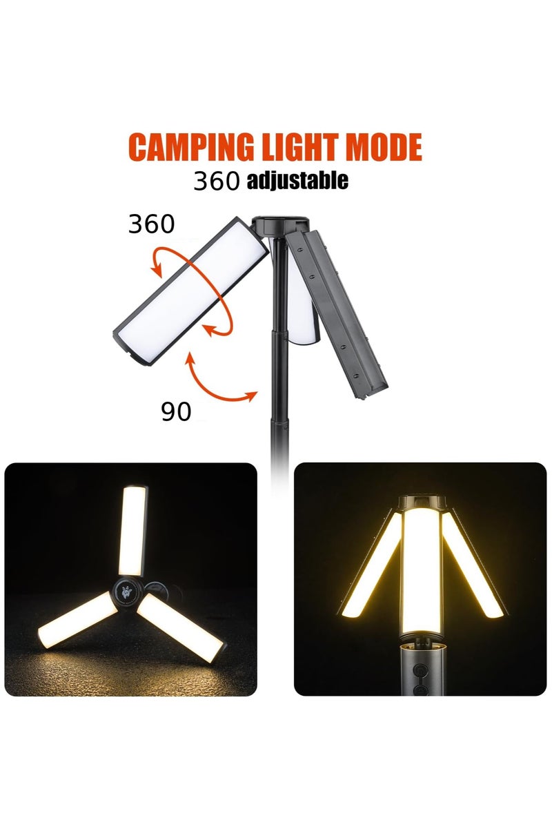 DIGI CORE Outdoor Rechargeable Light Multifunctional Telescopic Folding Stand Camping Light Super Bright Camping Light 54 LED Warm Yellow Light Weather Resistant High Capacity Multi Angle Adjustments Light Source White Laser Core+54*LED  Flashlight Mode High - Low - Strobe Camping Light Mode High - Low YD-2324 - Image 3