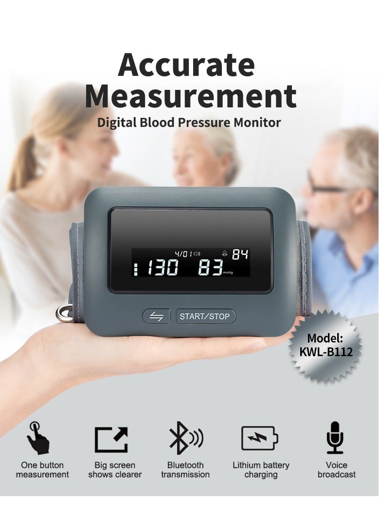 Generic Universal Blood Pressure Monitor Voice Broadcast, Portable Home Family Travel Blood Pressure Monitor, Bluetooth Wireless Upper Arm Blood Pressure Monitor - Clinically Proven Blood Pressure Cuff - All-in-One Portable Monitor  - Image 5
