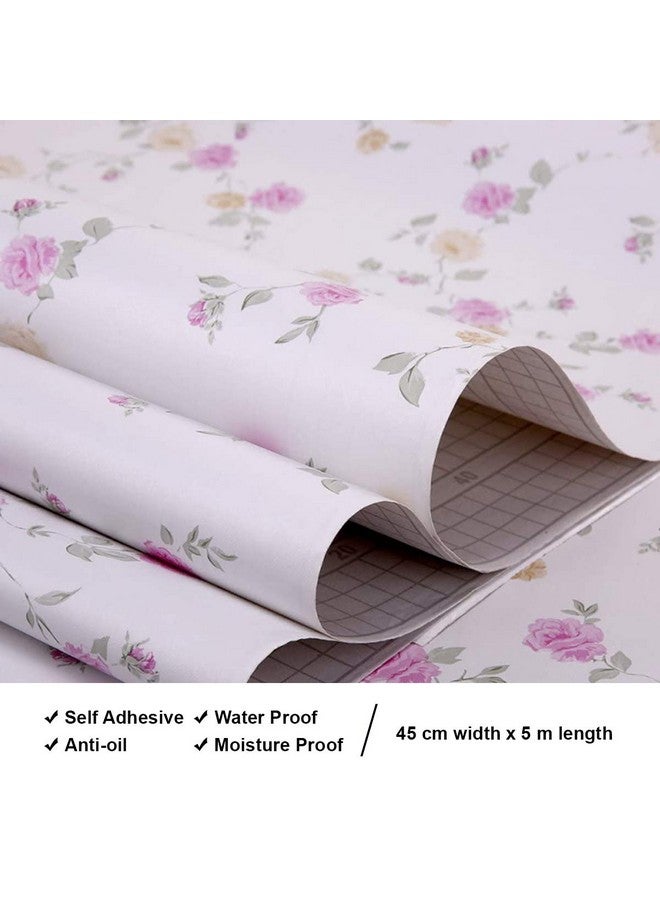 wolpin Wall Stickers Wallpaper for Bedroom (45 x 500 cm) Roses Floral DIY Self Adhesive Decal Floral Bouquet Kids Room, Baby Room, White - Image 3