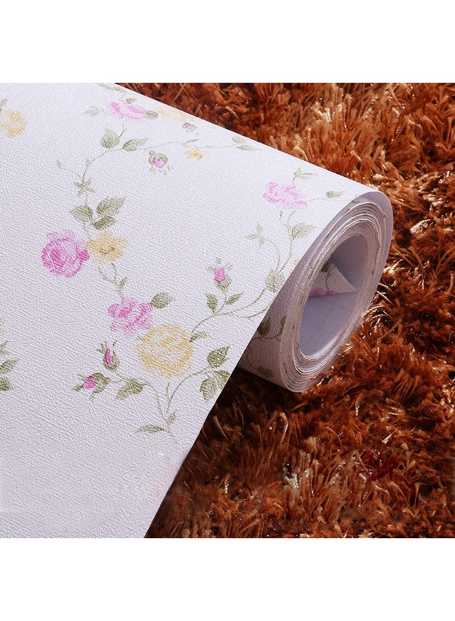 wolpin Wall Stickers Wallpaper for Bedroom (45 x 500 cm) Roses Floral DIY Self Adhesive Decal Floral Bouquet Kids Room, Baby Room, White - Image 1