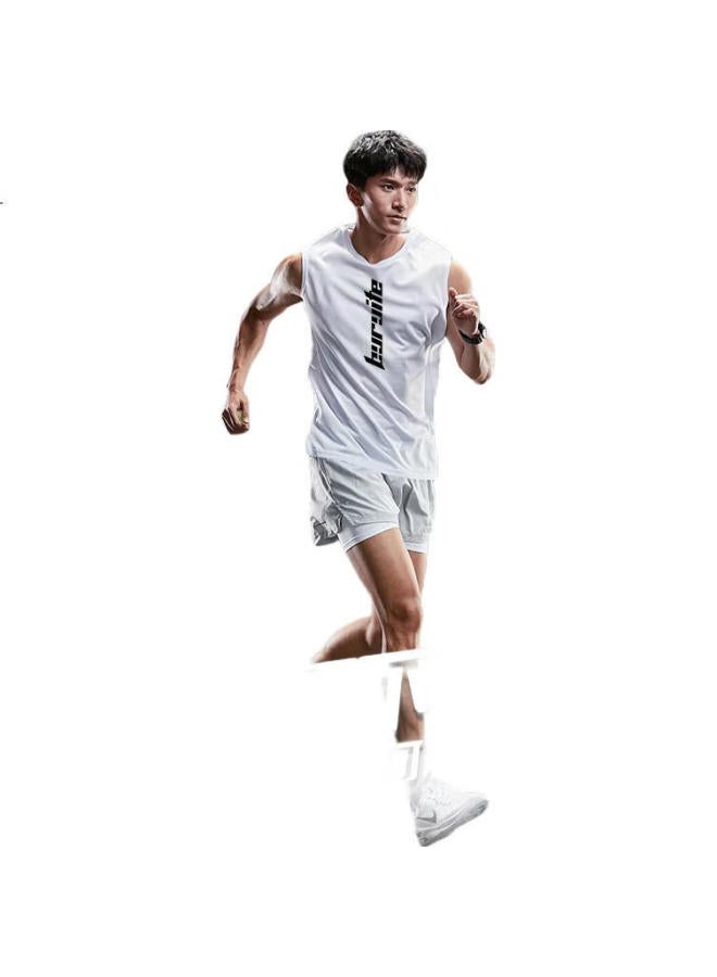 BURUITE Running Sports Suit Men'S Ice Silk Vest T-Shirt Quick-Drying Clothes Loose Marathon Track And Field Training Fitness Shorts - Image 1