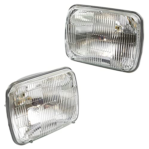 TRQ Sealed Beam Rectangle Headlight Headlamp Pair for Chevy GMC Ford Toyota - Image 1