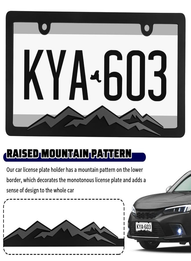 Figpade 2PCS Car License Plates Frames with Raised Mountain Pattern & Mountain Car Decal,Stylish Cars Plates Frame with Screws & Caps,Decorative Cars Accessories Thin License Plate Frame - Image 3