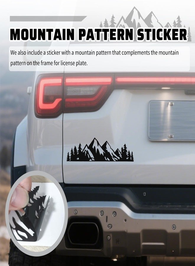 Figpade 2PCS Car License Plates Frames with Raised Mountain Pattern & Mountain Car Decal,Stylish Cars Plates Frame with Screws & Caps,Decorative Cars Accessories Thin License Plate Frame - Image 4