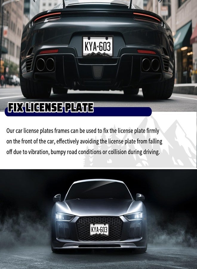 Figpade 2PCS Car License Plates Frames with Raised Mountain Pattern & Mountain Car Decal,Stylish Cars Plates Frame with Screws & Caps,Decorative Cars Accessories Thin License Plate Frame - Image 5