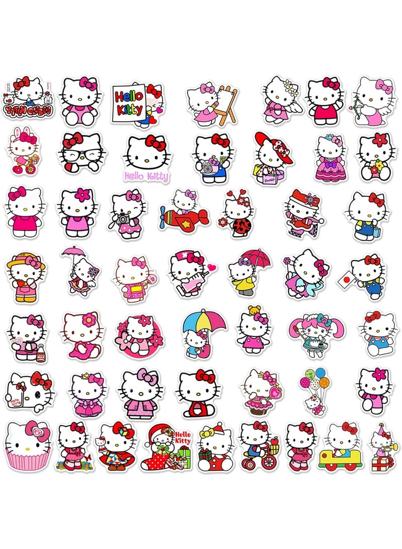 Meetion Kawaii Hello Kitty Stickers for Girl Water Bottle, 50pcs Cute Sanrio Cartoon Hellokitty Waterproof Vinyl Decal for Teen Kids Women Laptop Skateboard Phone Guitar Travel Case Bike - Image 2
