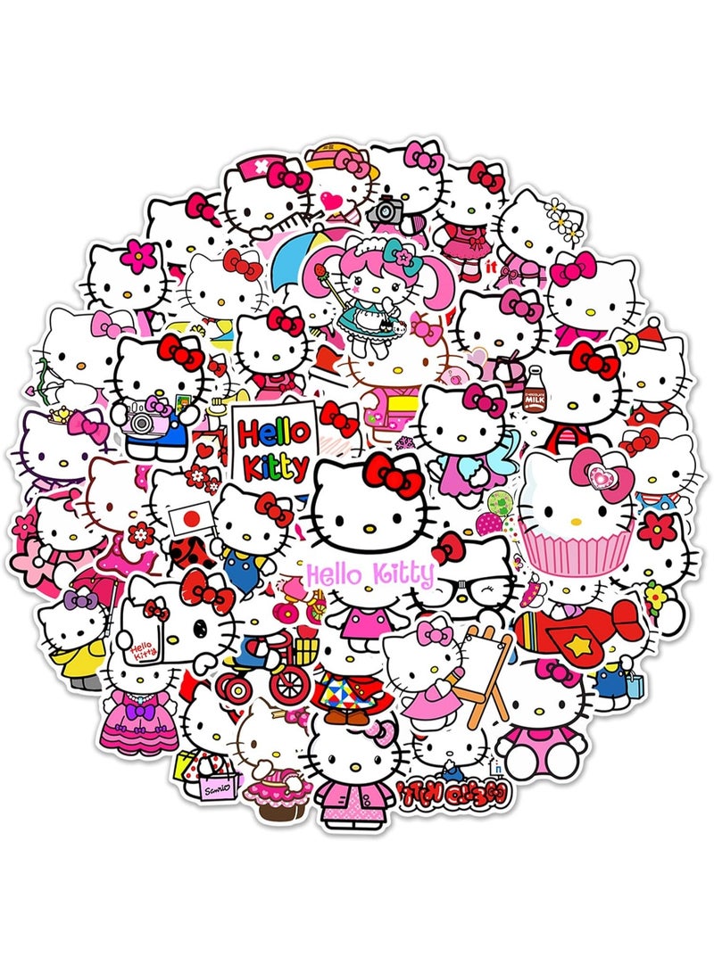 Meetion Kawaii Hello Kitty Stickers for Girl Water Bottle, 50pcs Cute Sanrio Cartoon Hellokitty Waterproof Vinyl Decal for Teen Kids Women Laptop Skateboard Phone Guitar Travel Case Bike - Image 1