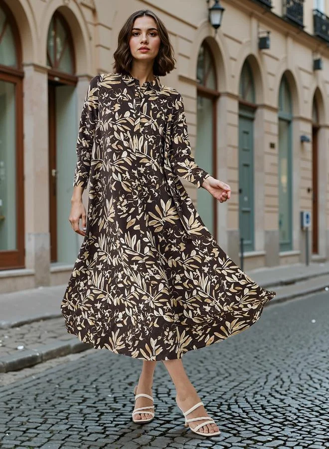 ايكونيك فستان ميدي بطبعة زهور