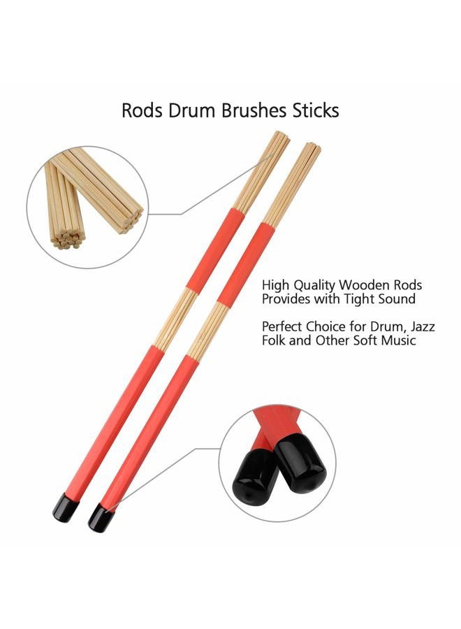 Eison Drum Sticks Set,5A Wood Drum Sticks,Drum Rods Brushes,Retractable Drum Wire Brushes,12PCS Drum Dampeners with Portable Bag,Drumsticks Gift Sets for Beginners Drummer Practice - Image 3