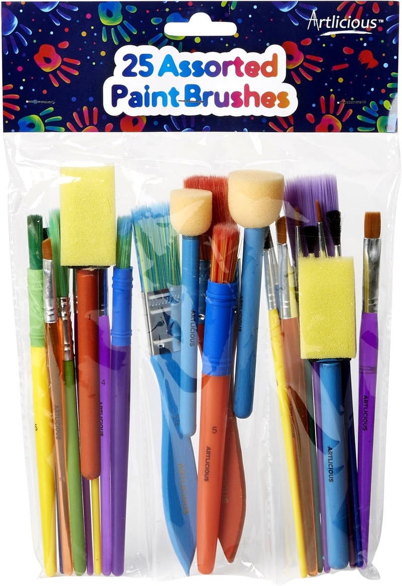 Artlicious Foam Brushes Wood Handle Brush Set - Use with Craft, Watercolor, Oil, Gouache Paints, Face Art, Miniature Detailing and Rock Painting - Image 2
