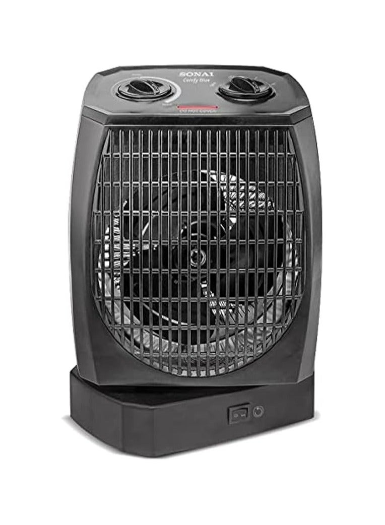 Comfy Blue MAR-910 Fan Heater – 1000-2000W Adjustable Power, Fast Heating, Overheat Protection, Portable Electric Room Heater for Home & Office – Black  - Image 1