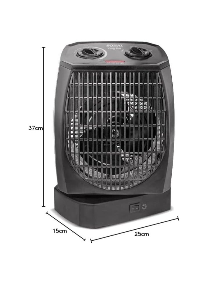 Comfy Blue MAR-910 Fan Heater – 1000-2000W Adjustable Power, Fast Heating, Overheat Protection, Portable Electric Room Heater for Home & Office – Black  - Image 4