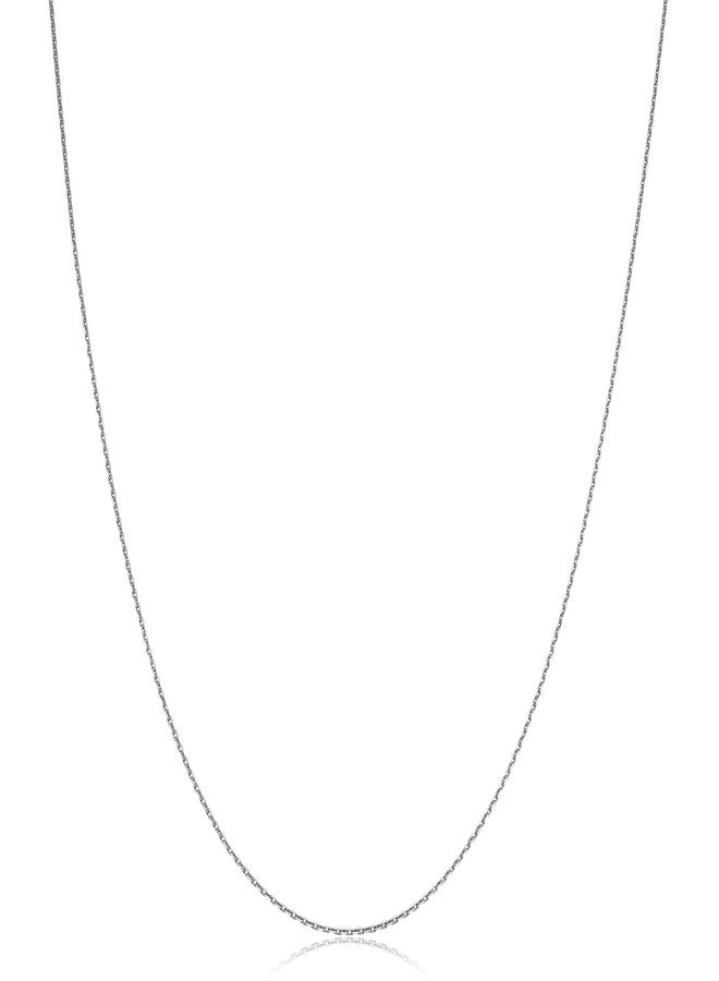 Kooljewelry 10k White Gold Diamond-Cut Cable Chain Pendant Necklace (0.6 mm, 18 inch) - Image 1