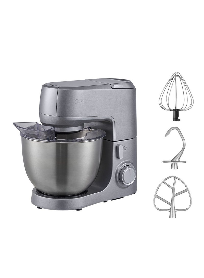 evvoli Stand Mixer, 6.5L Bowl Capacity, SUS Beater, Dough Hook, Multi Speed Control, Anti-Splash Guard, Dish Washer Safe 6.5 L 1200 W EVKA-KM65S Silver - Image 1