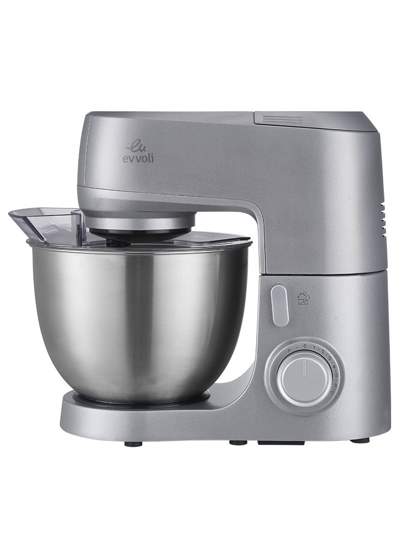 evvoli Stand Mixer, 6.5L Bowl Capacity, SUS Beater, Dough Hook, Multi Speed Control, Anti-Splash Guard, Dish Washer Safe 6.5 L 1200 W EVKA-KM65S Silver - Image 3