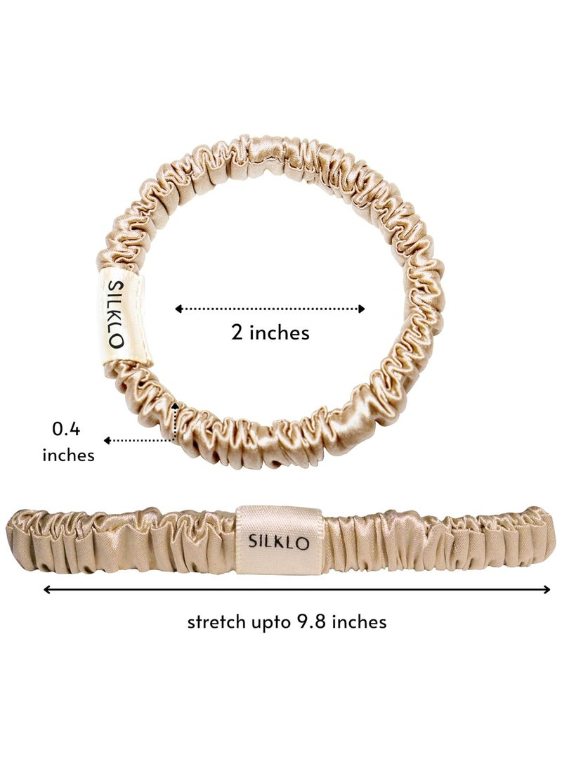 إيلور إيلاور سيلكلو ربطات شعر حريرية، 100% من حرير التوت النقي 22 موميه، مضادة لتساقط الشعر، لا تسبب تكسر الشعر، مضادة للتجعد والتجعيد، إكسسوارات شعر، 4 قطع (بني، أسود، بني فاتح، شامبين) - Image 3