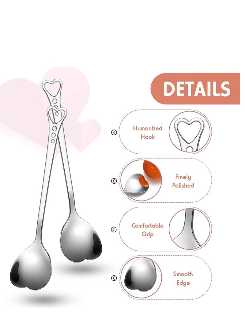 Zikra 12 Pcs Heart Shaped Stainless Steel Tea Spoon Flatware Set 5.7 Inch Coffee Spoon Premium Stainless Steel Coffee Spoons Sugar Spoons Ice Cream Cake Dessert Spoon Stirring Spoon for Home Restaurant - Image 3