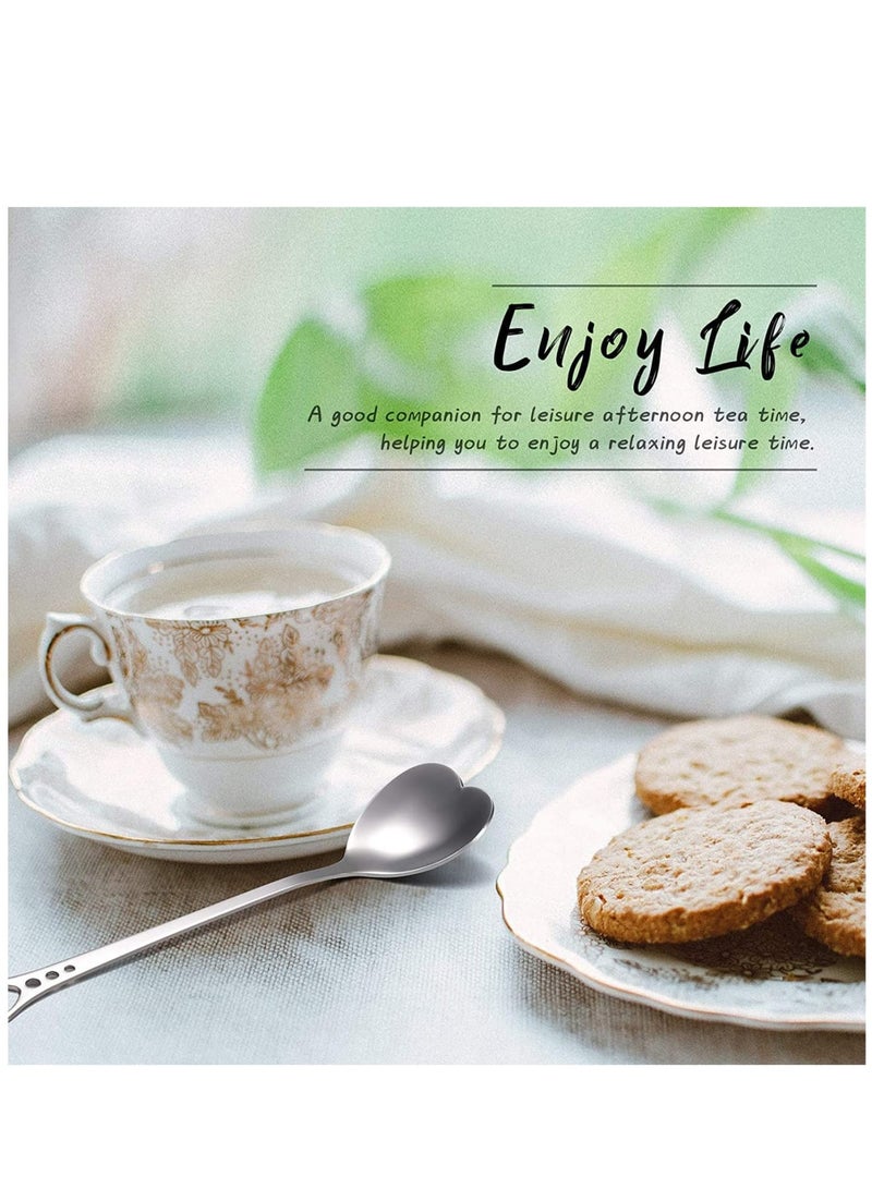 Zikra 12 Pcs Heart Shaped Stainless Steel Tea Spoon Flatware Set 5.7 Inch Coffee Spoon Premium Stainless Steel Coffee Spoons Sugar Spoons Ice Cream Cake Dessert Spoon Stirring Spoon for Home Restaurant - Image 5