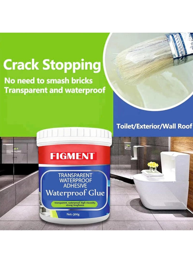 فيجمينت عازل أسطح ضد الماء,مانع تسرب وغالق فراغات ,للأرضيات والحمام والنوافذ ,معجون شفاف للإصلاح مع فرشاة  ,300 جرام - Image 1