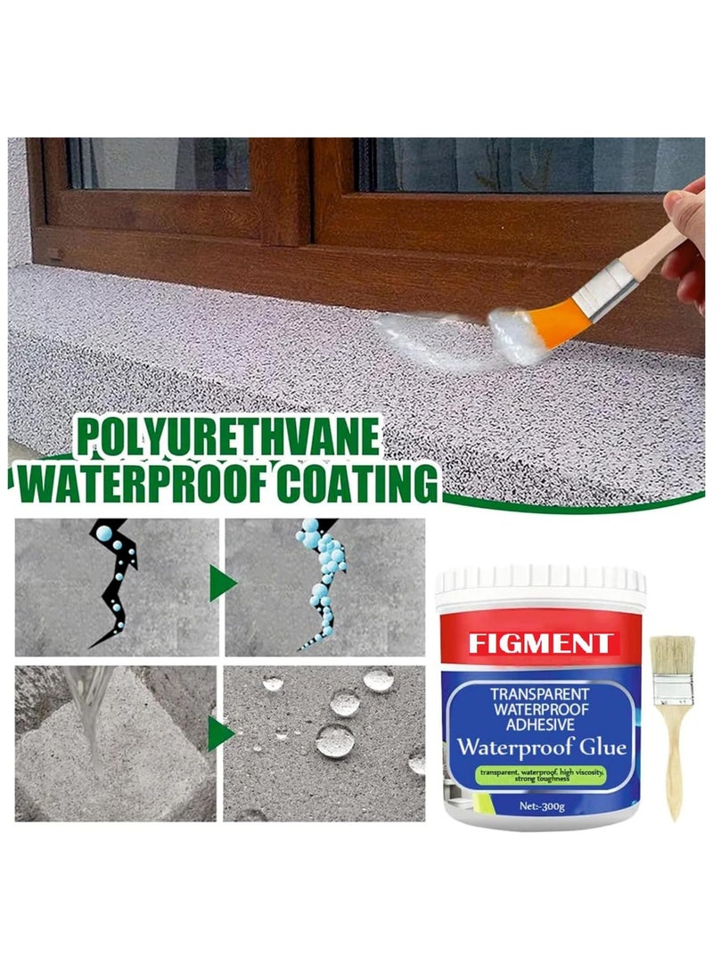 فيجمينت عازل أسطح ضد الماء,مانع تسرب وغالق فراغات ,للأرضيات والحمام والنوافذ ,معجون شفاف للإصلاح مع فرشاة  ,300 جرام - Image 3