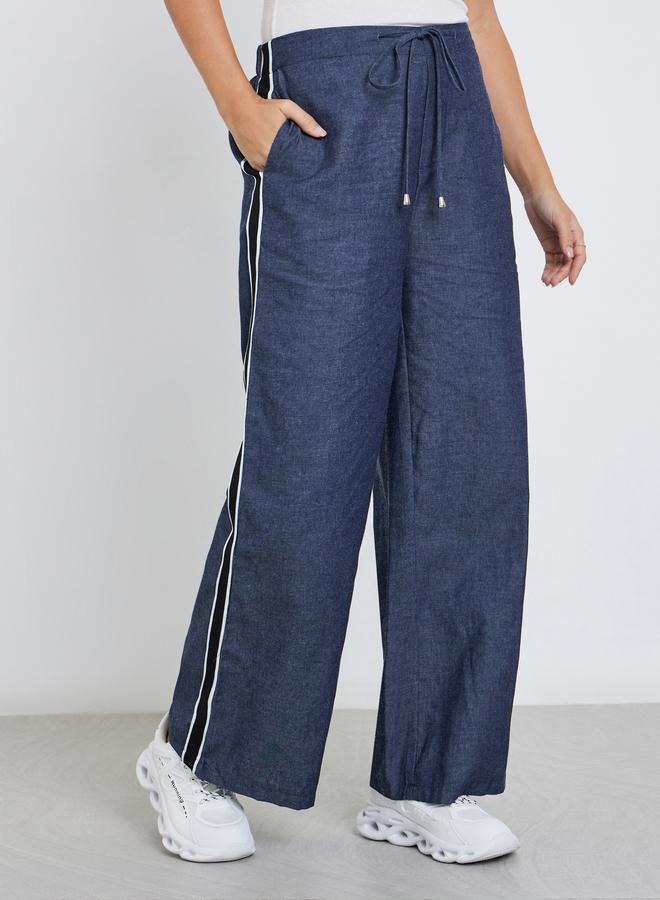 Styli Wide Leg Side Tape Denim Pants - Image 2
