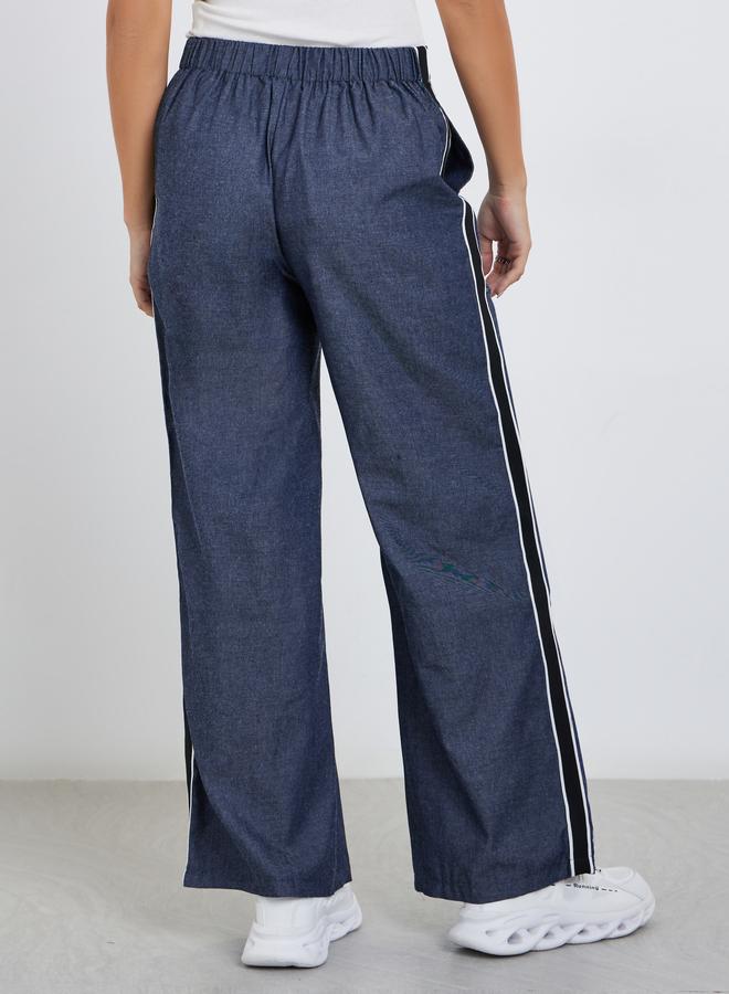 Styli Wide Leg Side Tape Denim Pants - Image 4