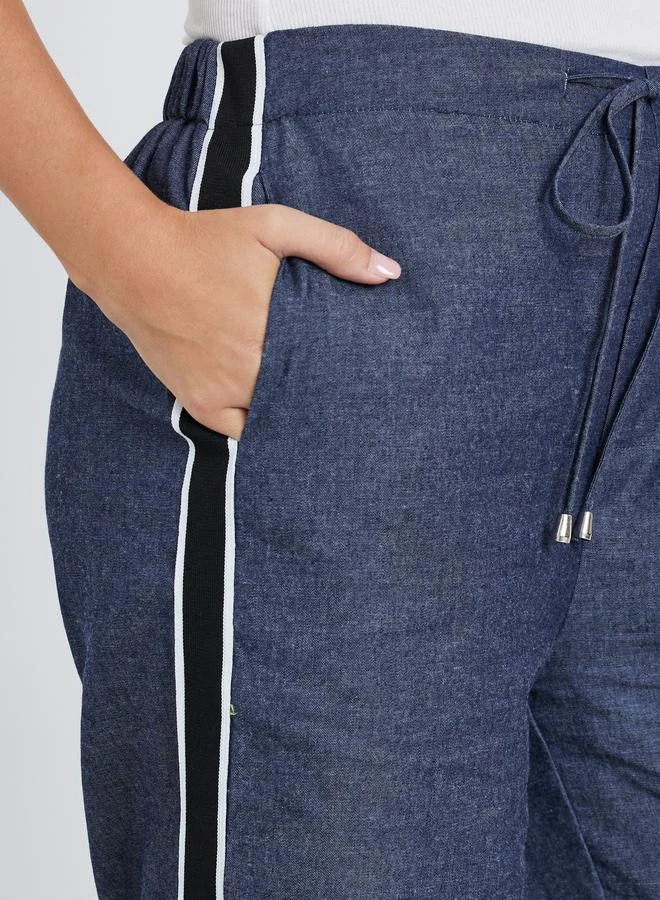 Styli Styli Wide Leg Side Tape Denim Pants