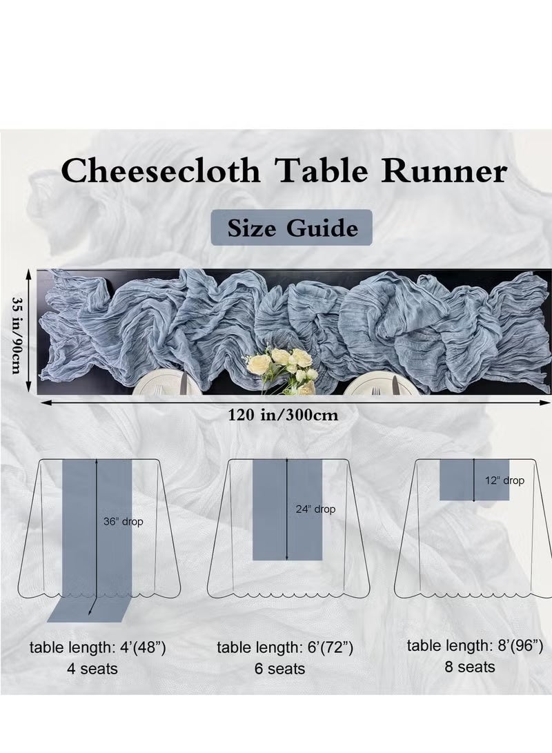 تسوق من أجلك مفرش طاولة شفاف من Chessian لتزيين حفلات استقبال الزفاف وحفلات الزفاف، قطعة مركزية للطاولة، 90*300 سم، أزرق - Image 3