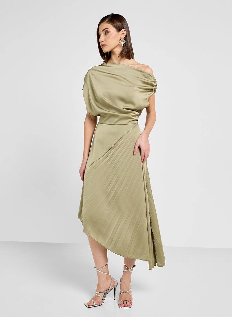 ELLA Pleated Asymmetrical Dress - Image 1